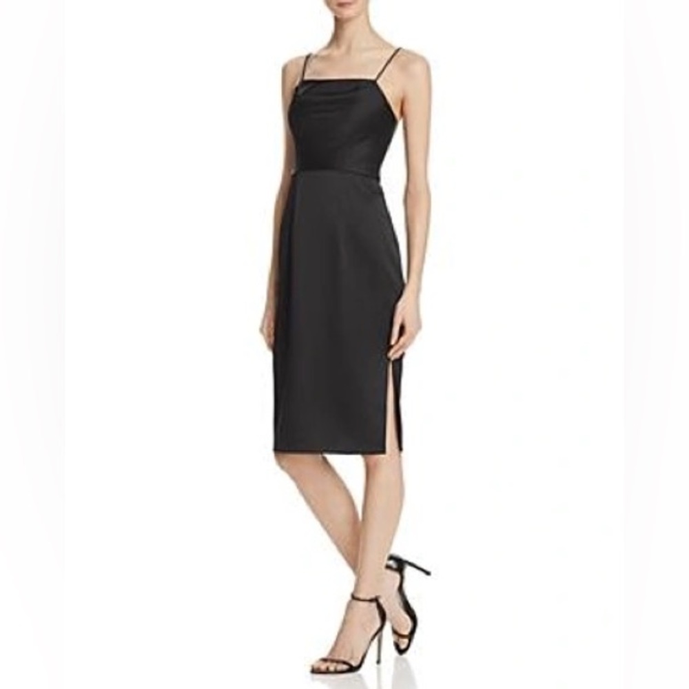 🆕BARIANO Australia Drape Front Midi Dress In Black formal little black dress